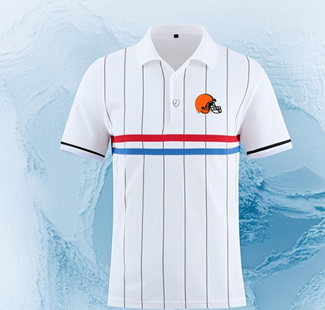 Cleveland Browns white #14 Men 2025 NFL polo T shirt